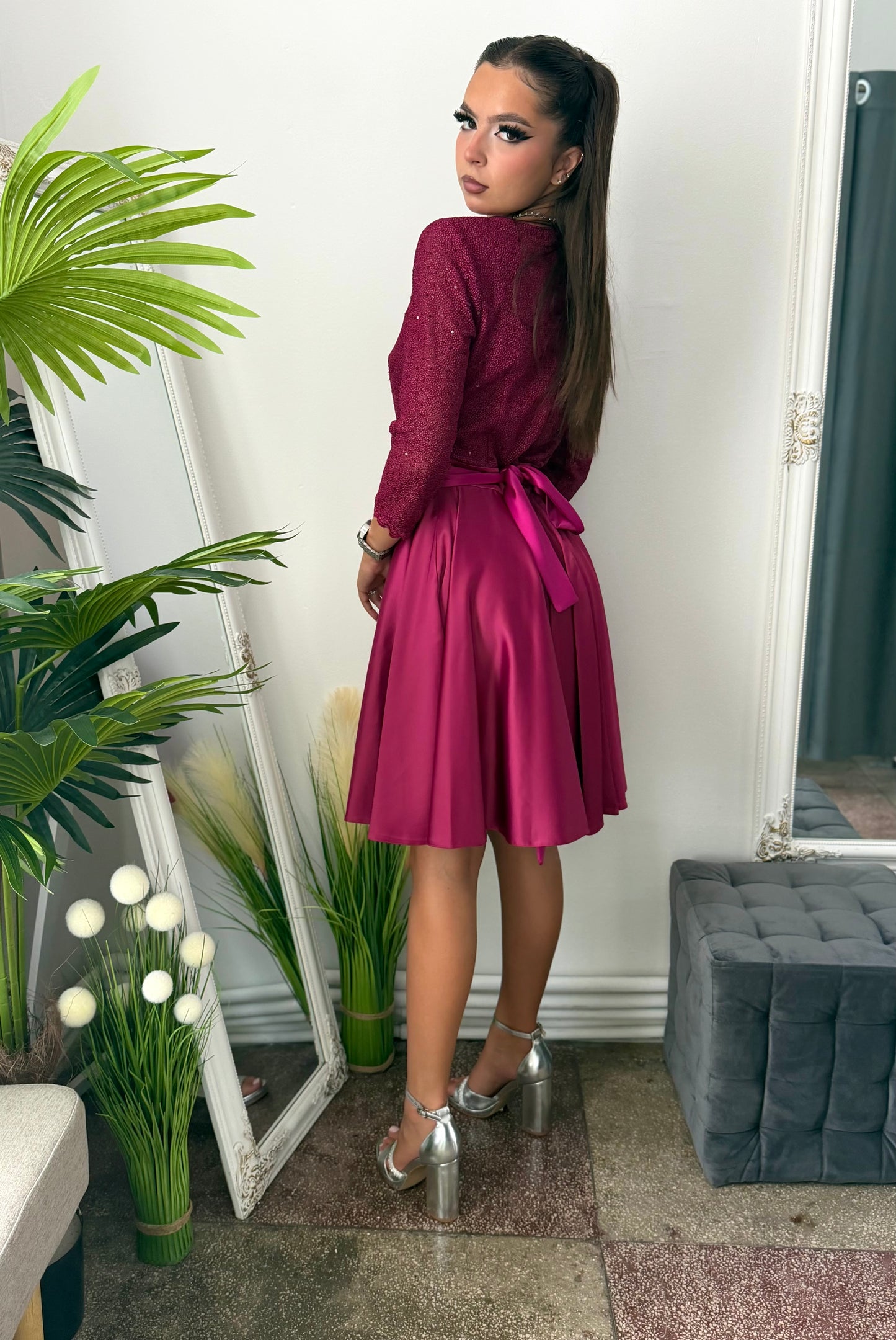 Rochie elegantă din tafta bordo ELIZA