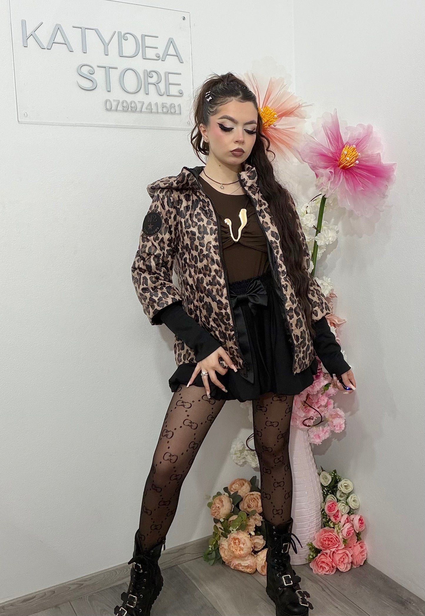 Geacă de primăvară cu imprimeu Animalprint CORINA