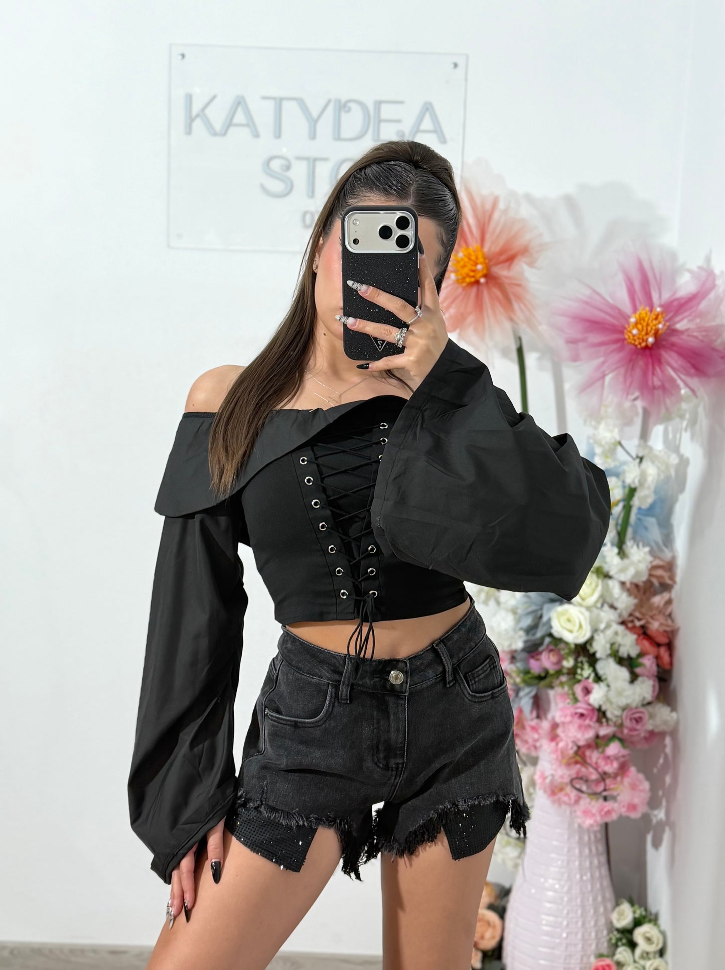 Pantaloni scurți din denim BLACK CRISTAL