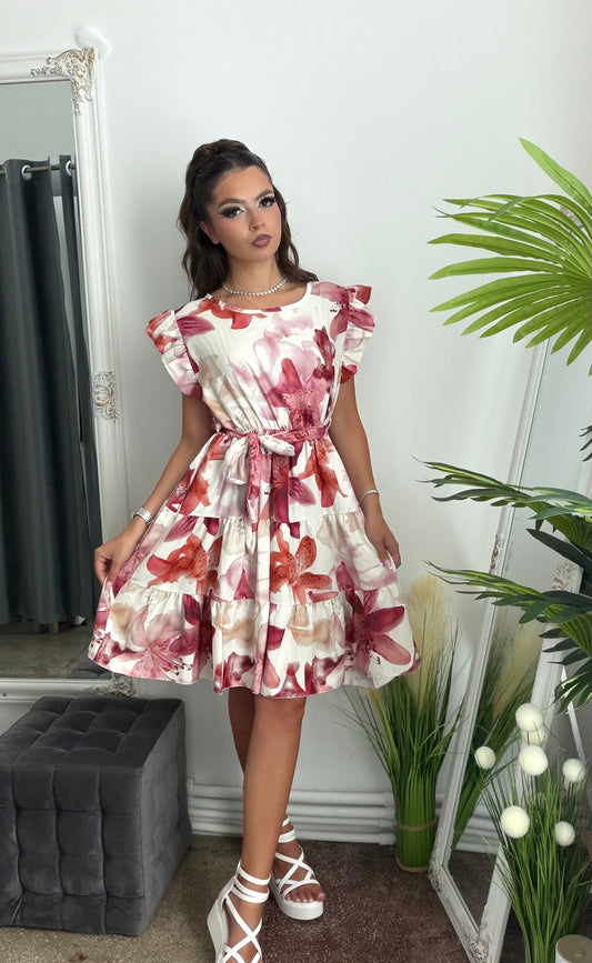 Rochie cu volanase roz ELSA