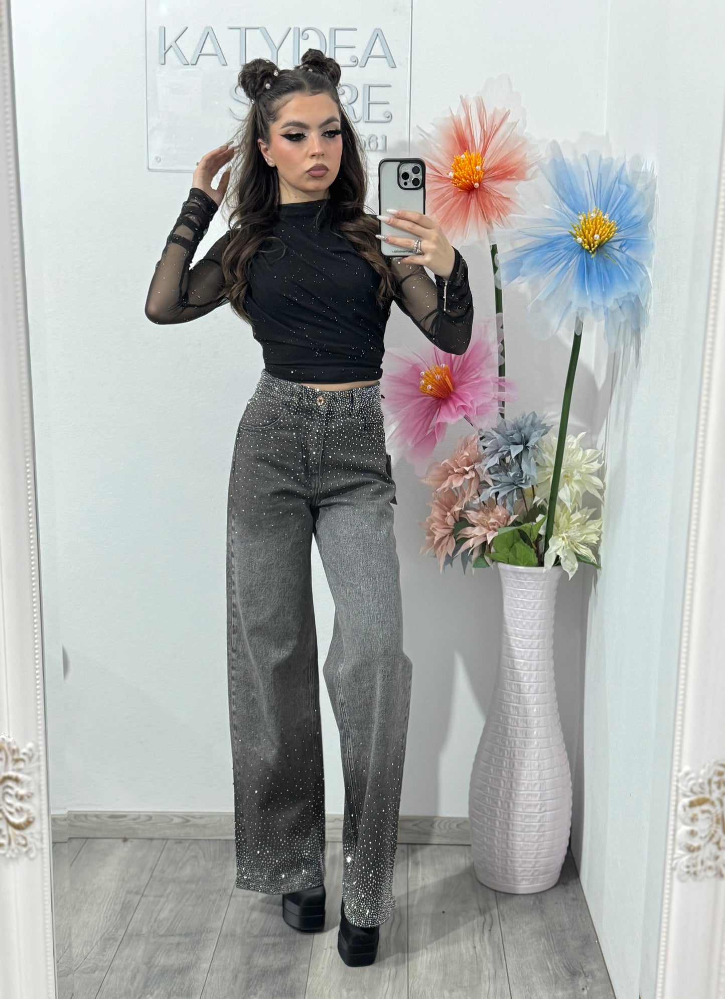 Jeans WIDELEG Grey ANNE