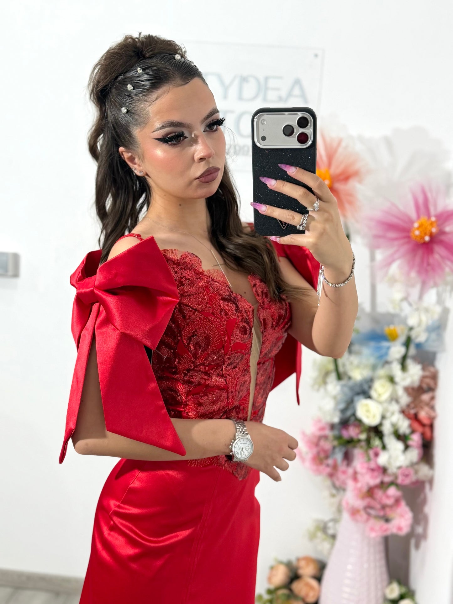 Rochie din tafta roșie PRINCESS