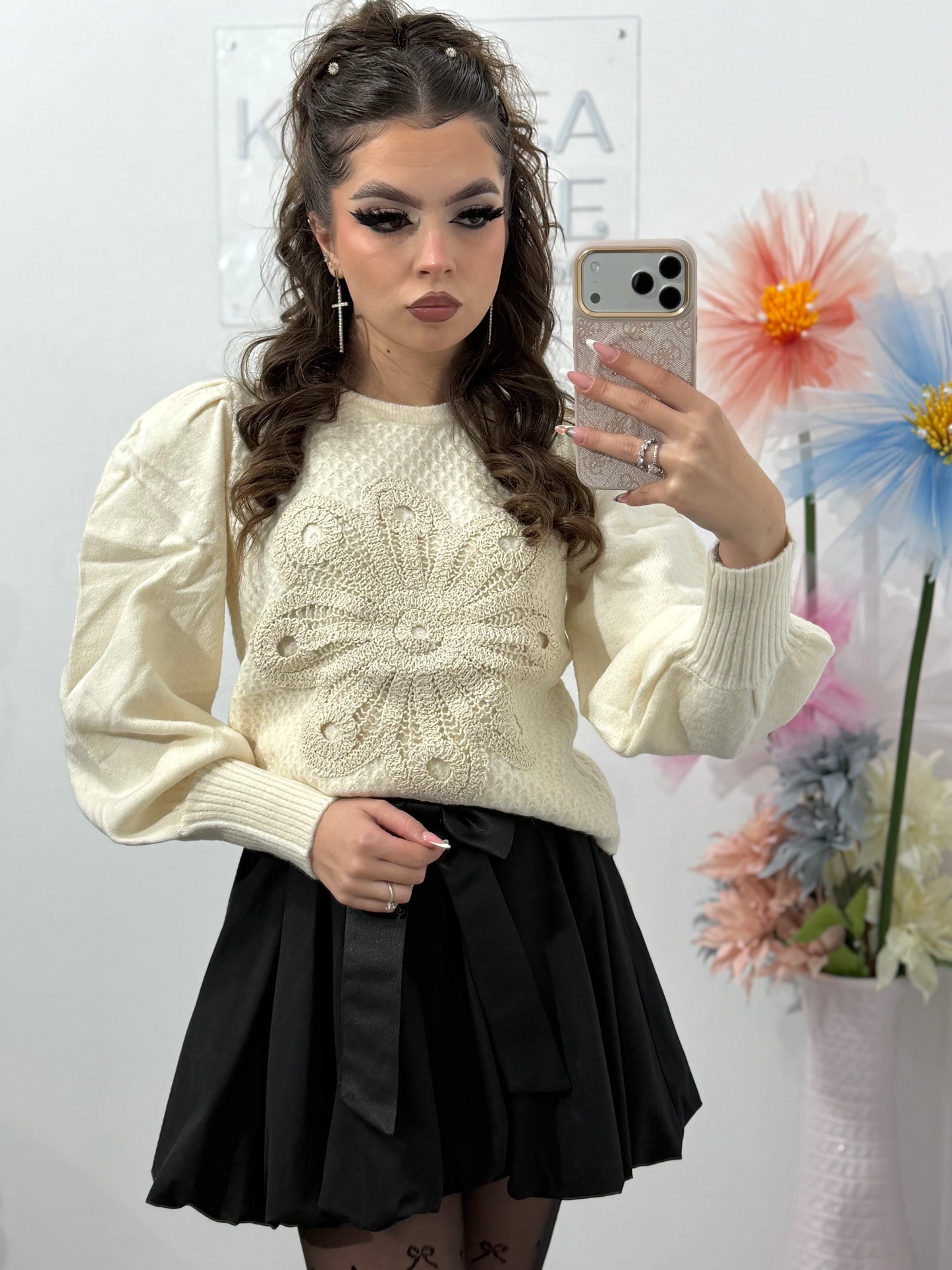 Pulover cu mâneci bufante ANNE