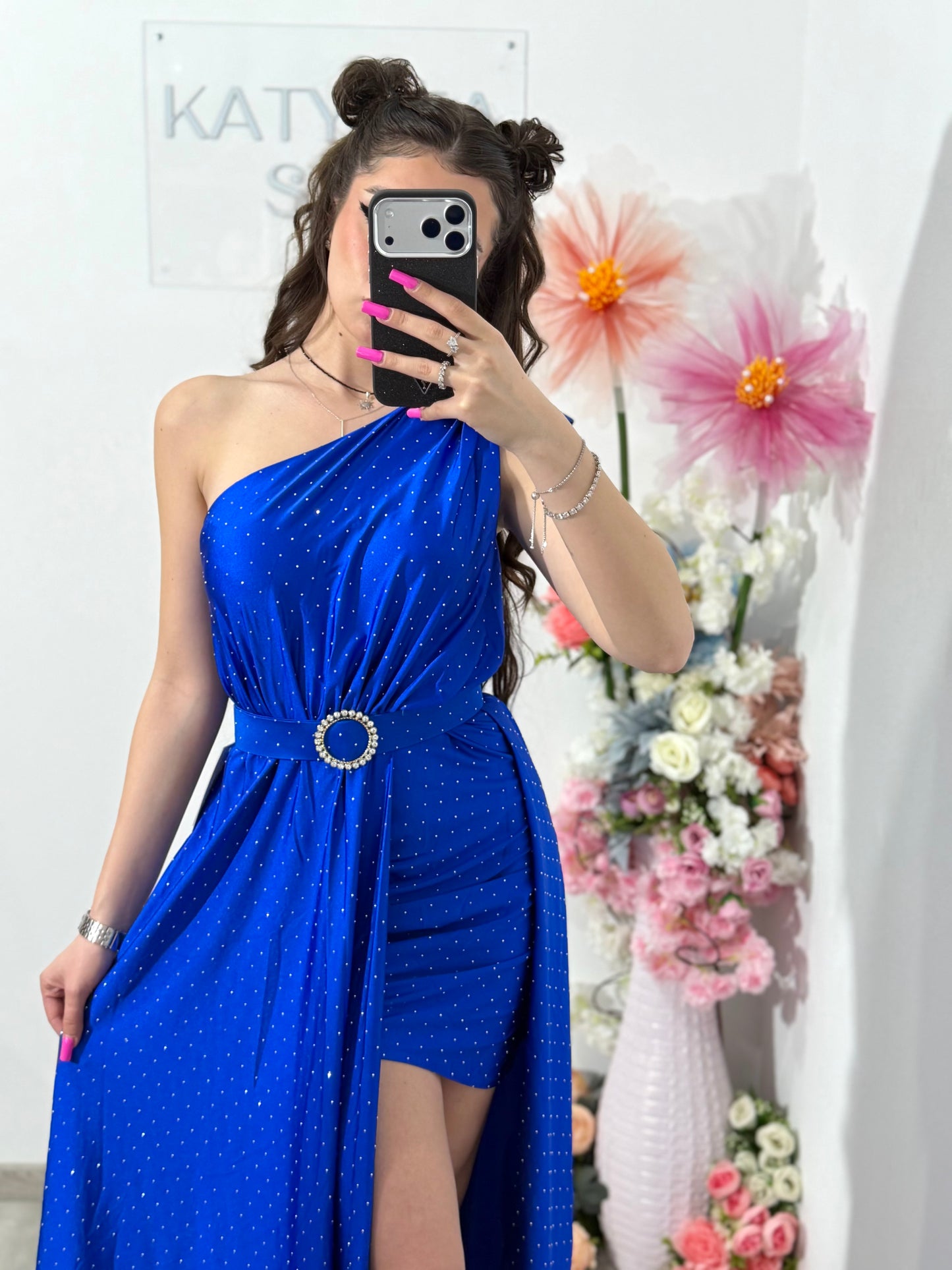 Rochie elegantă cu cristale albastru electric Cleopatra