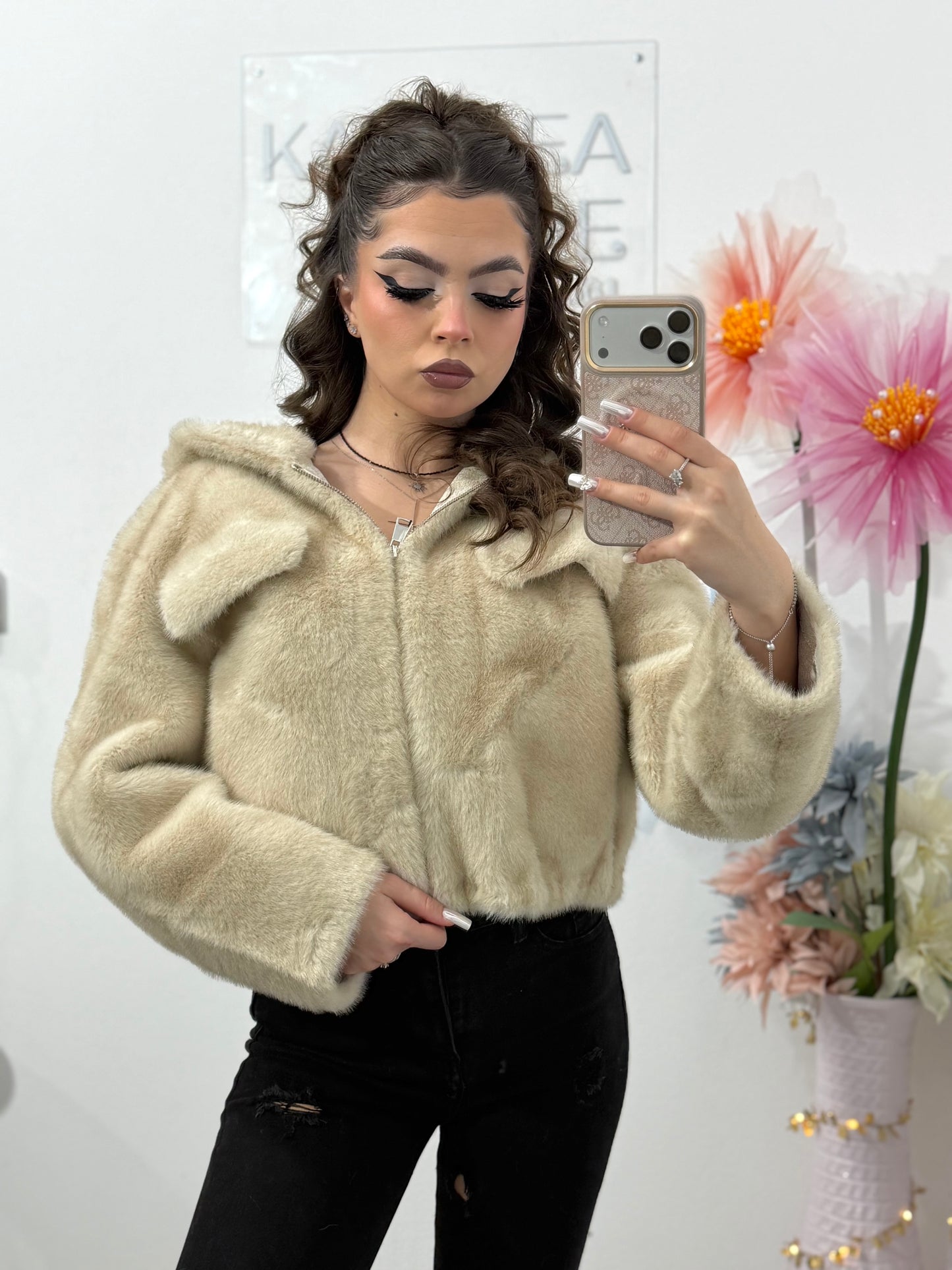 Blană scurtă bej SARA