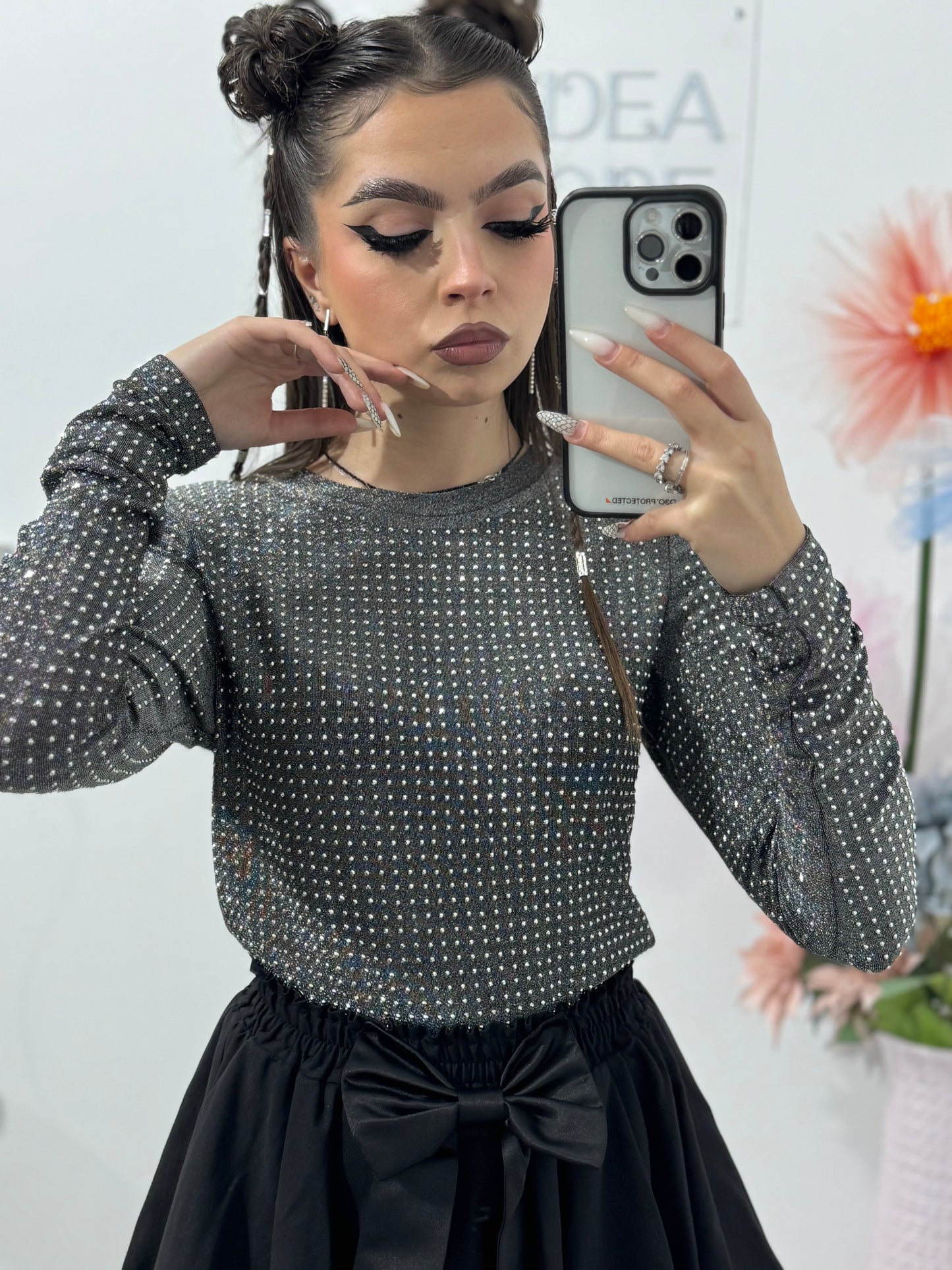 Bluză cu cristale argintii ANA