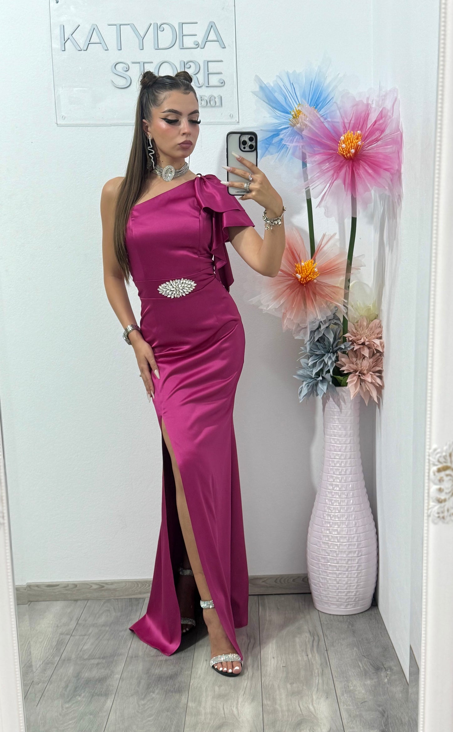 Rochie din tafta Elsa fucsia