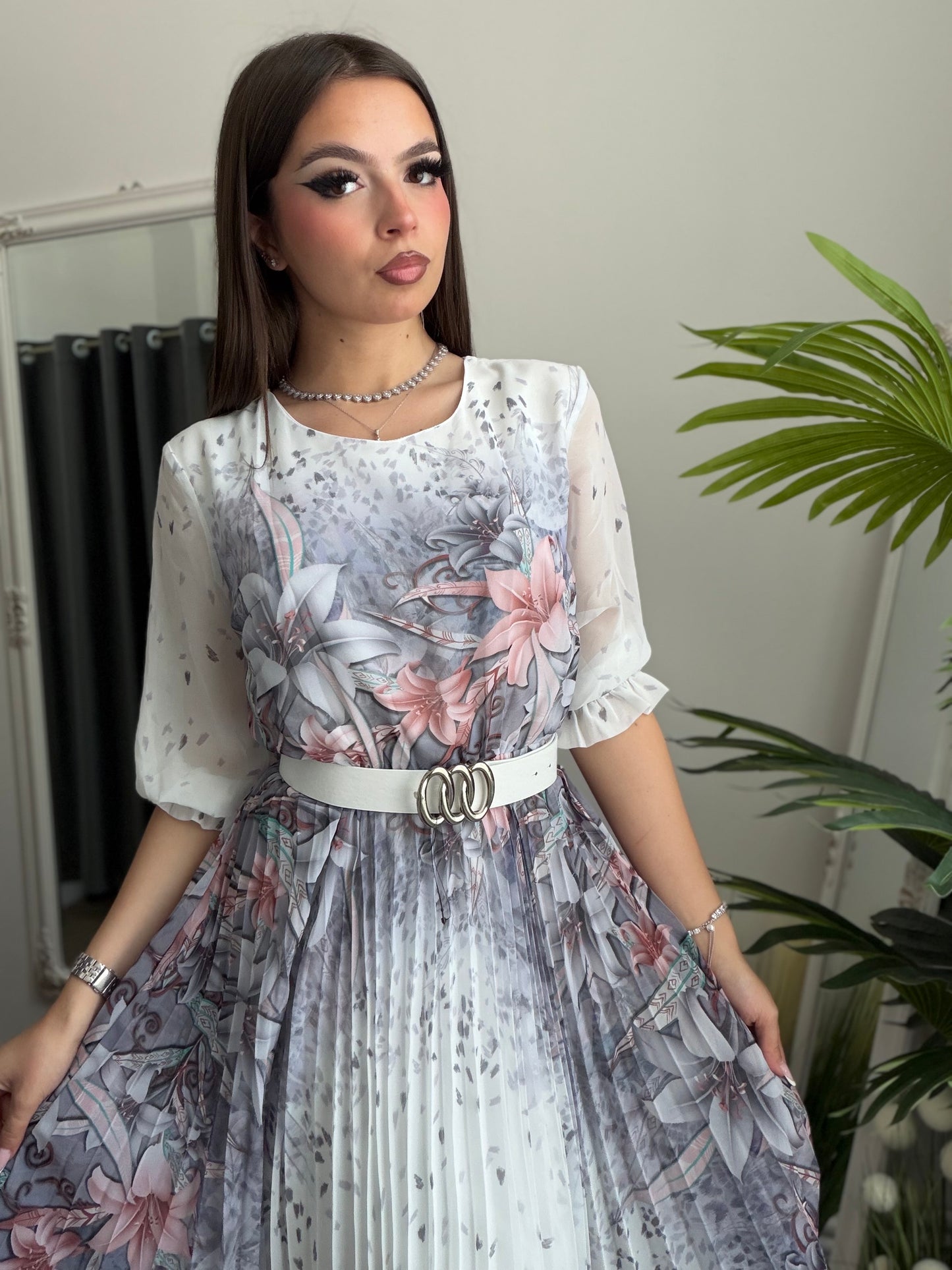 Rochie din voal plisată ELENA