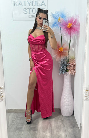 Rochie elegantă cu corset fucsia Alice