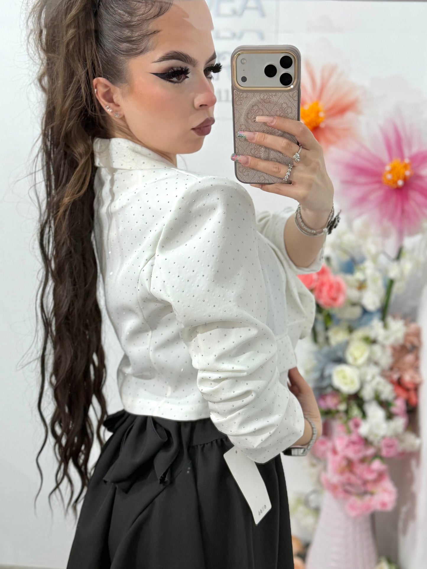 Sacou elegant cu cristale alba Karina
