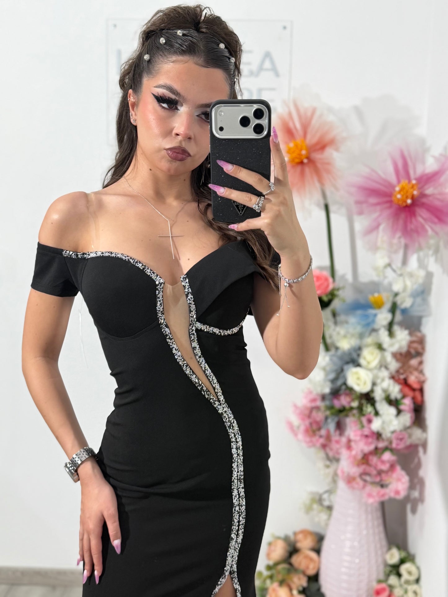 Rochie lunga neagra eleganta tip sirena Katherine