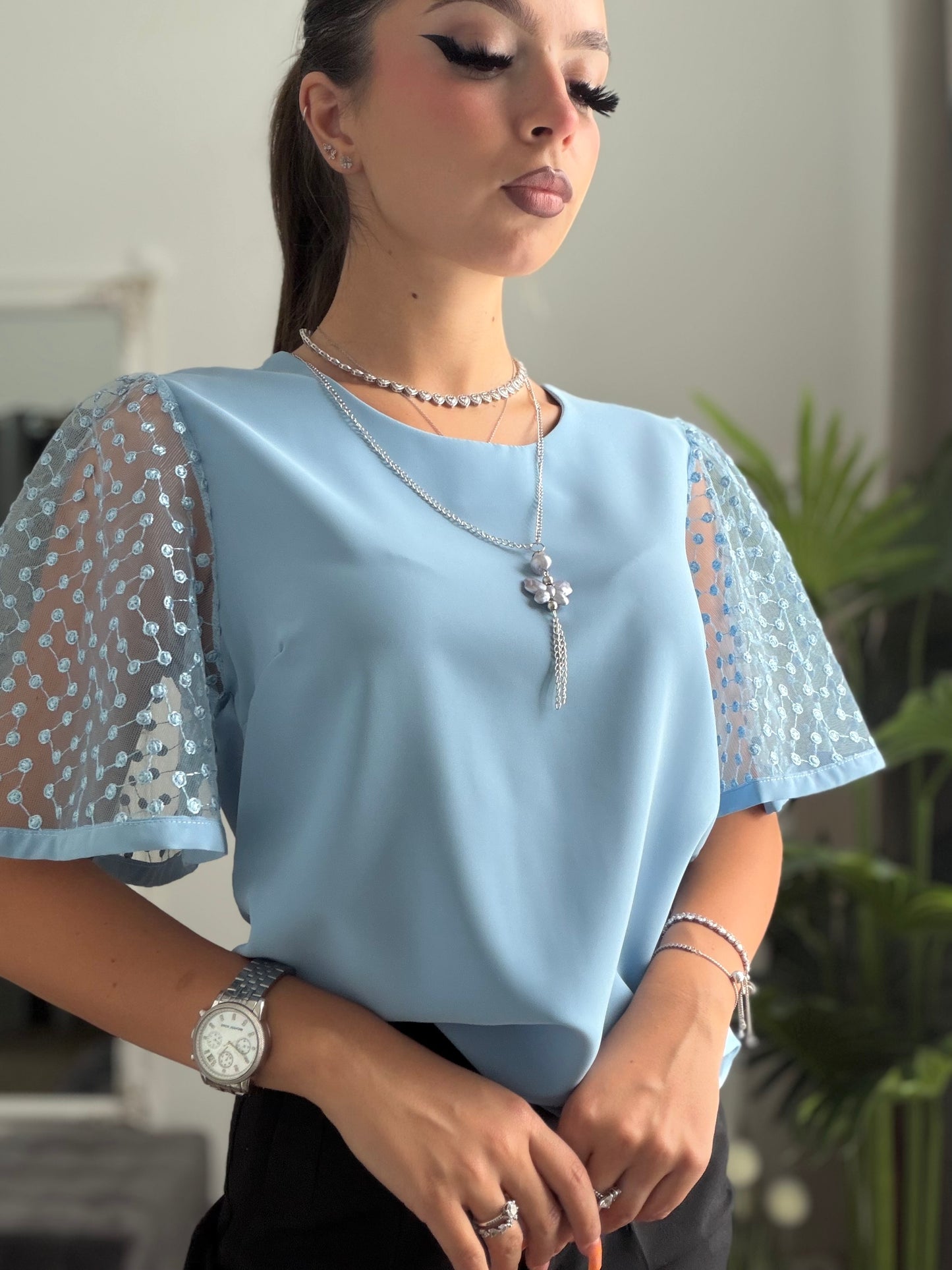 Cămașă elegantă blue ANASOFIA