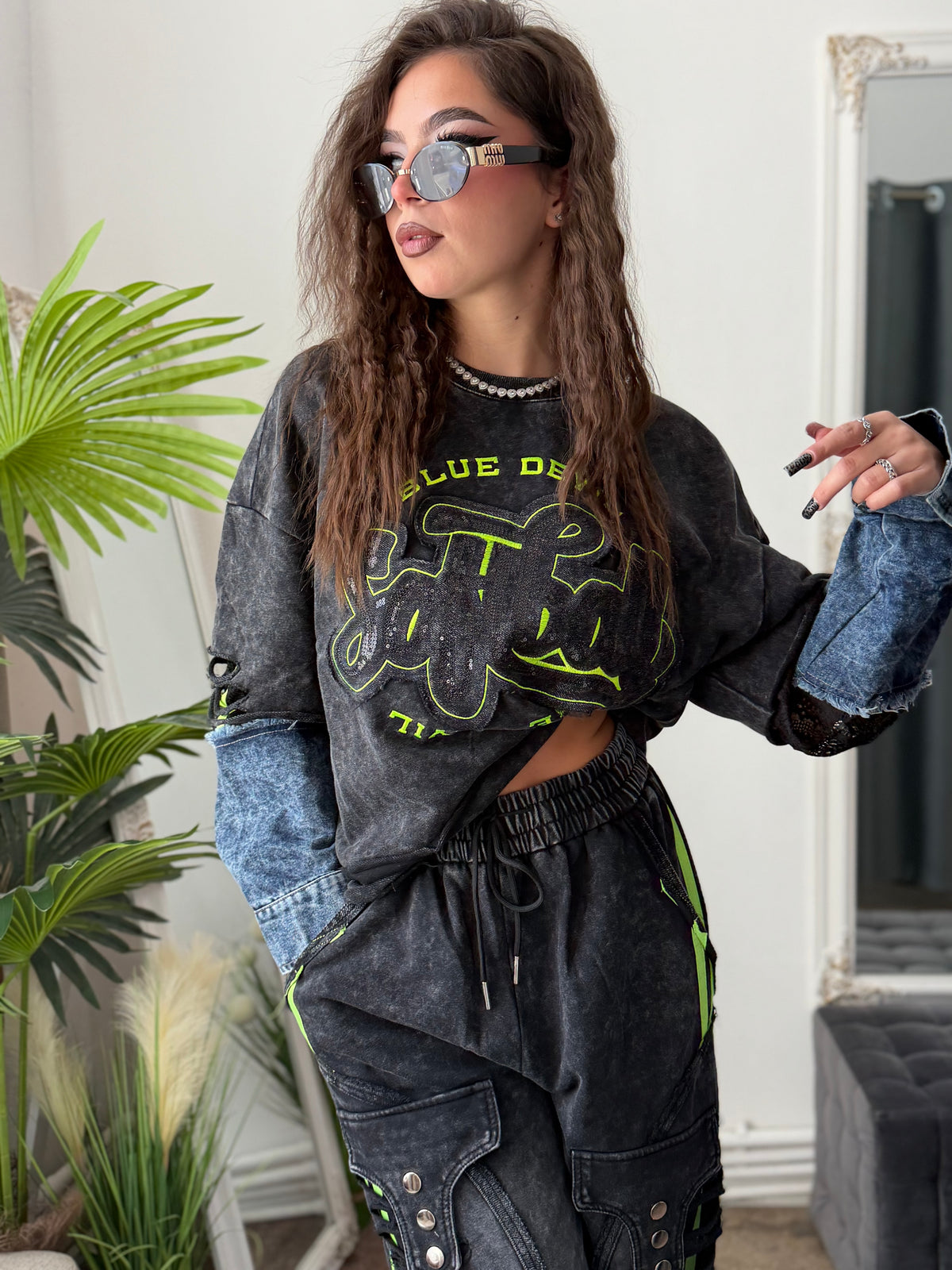 Compleu KOREASTYLE green&denim