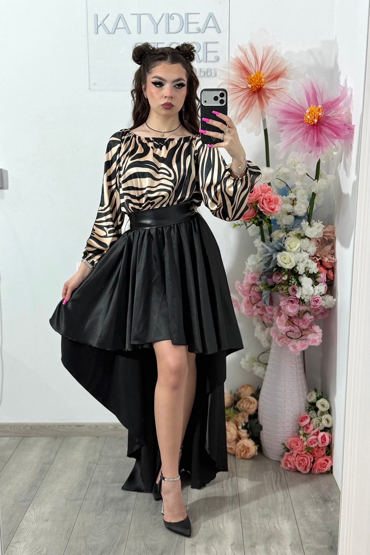 Rochie din satin tip rândunică ELLA