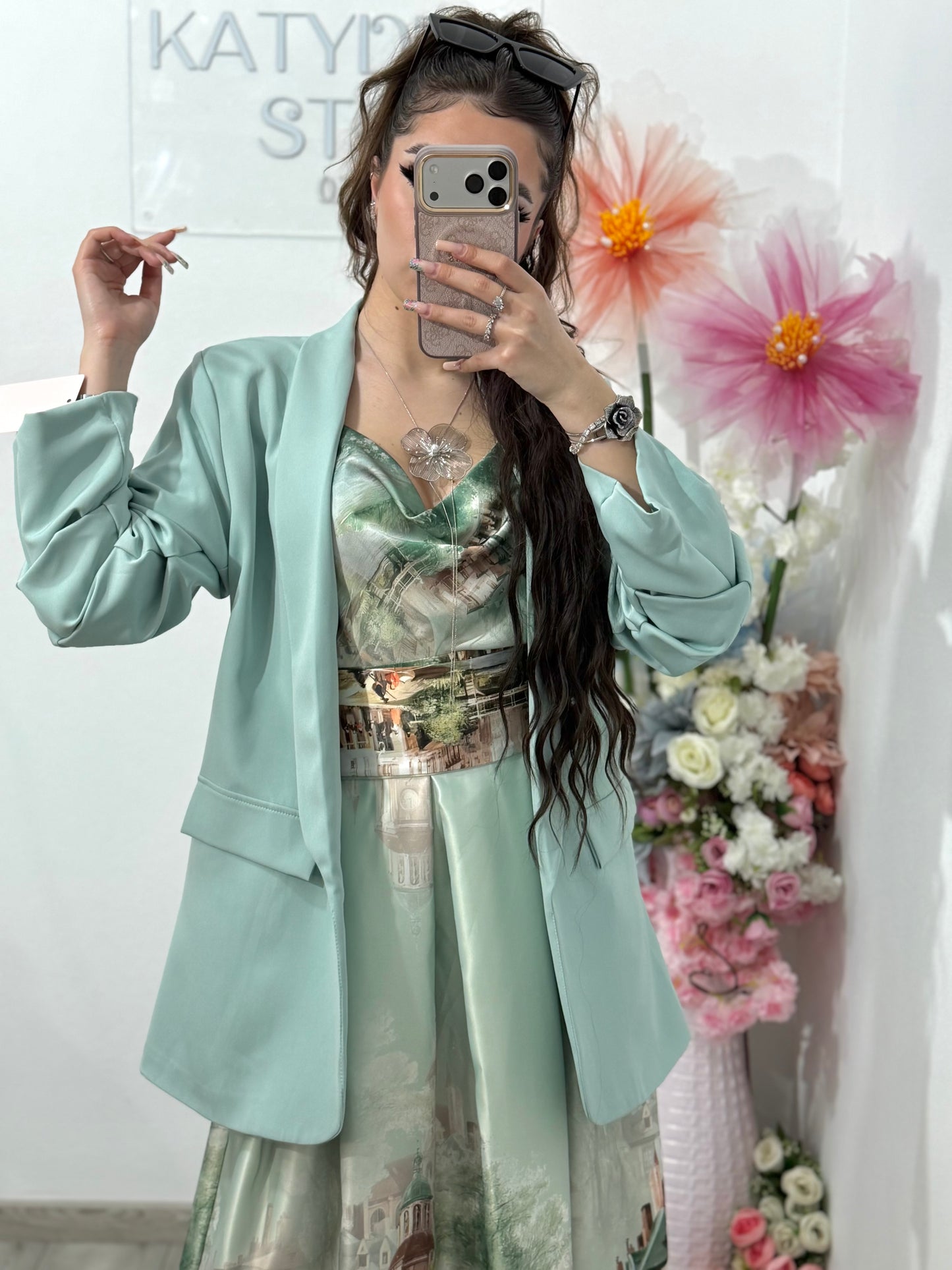 Sacou elegant mentă KARLA