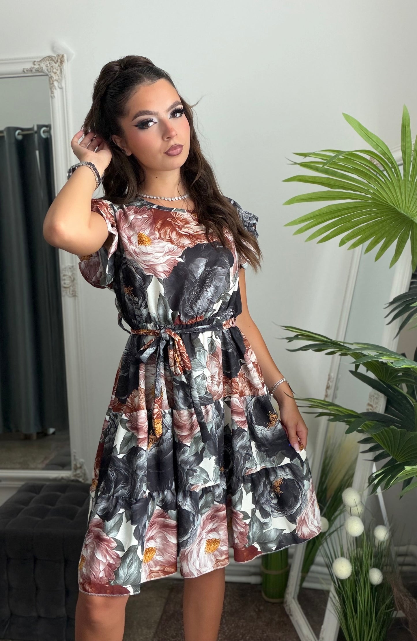 Rochie cu volanase bleumarin ELSA