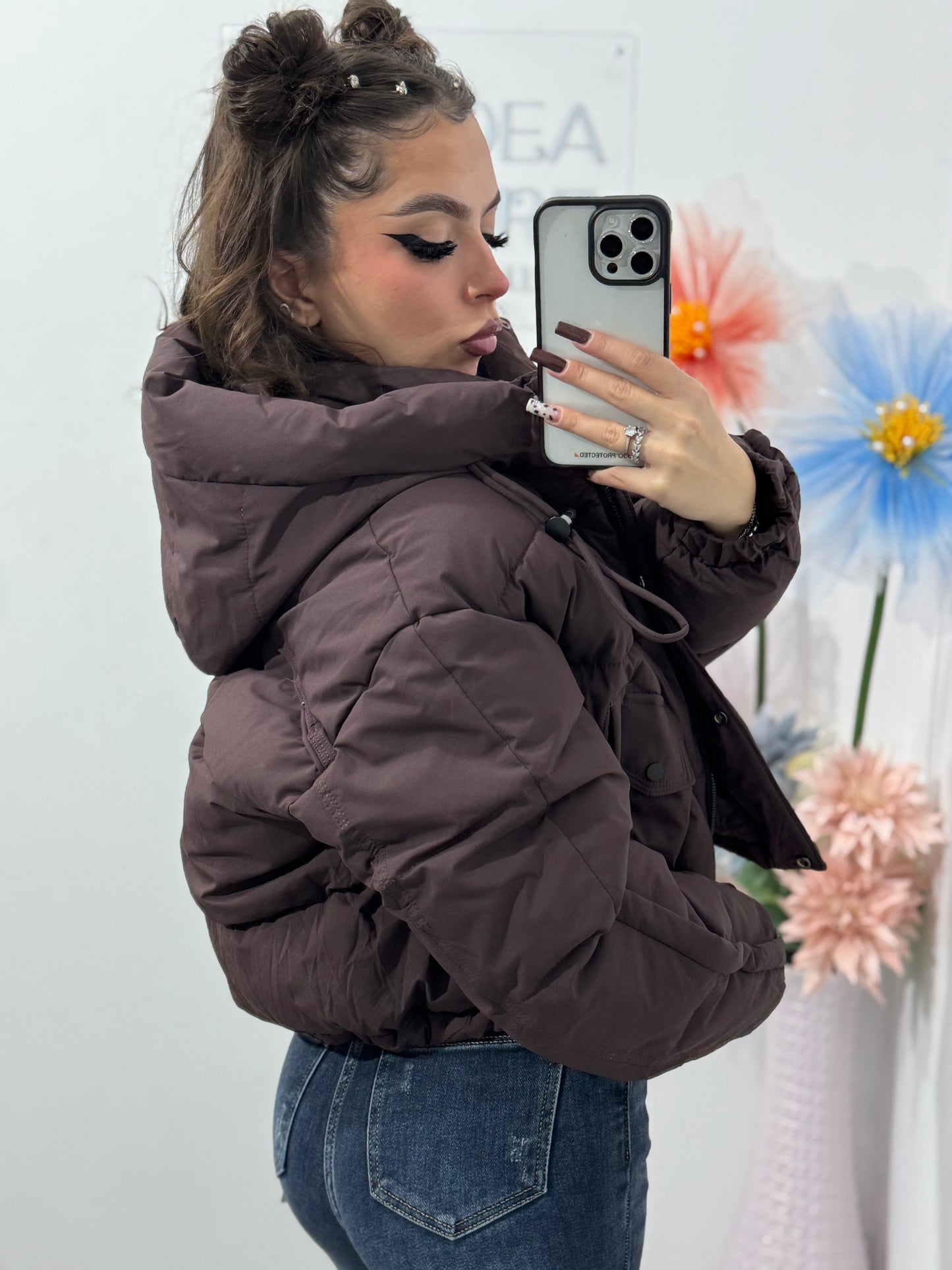 Geacă tip puffer ciocolatiu KEKE