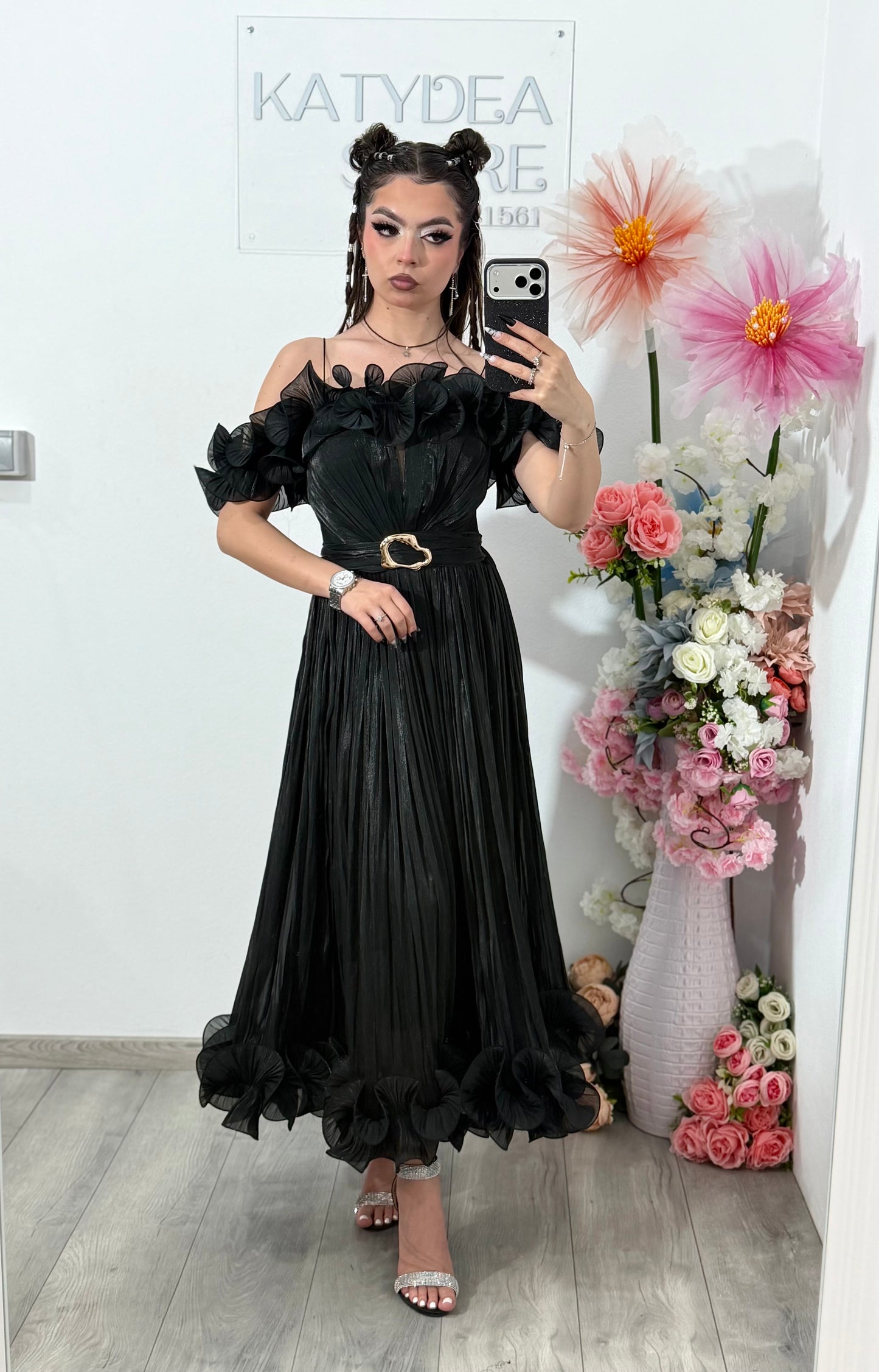 Rochie elegantă neagră PAULINNE