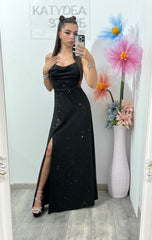 Rochie elegantă cu cristale neagră Glam