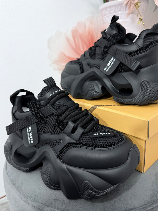 Adidasi VAN cu cristale ștanțate negri