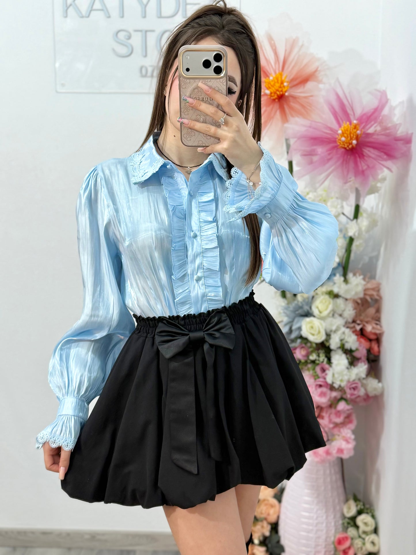 Cămașă satinata cu dantelă DELICE