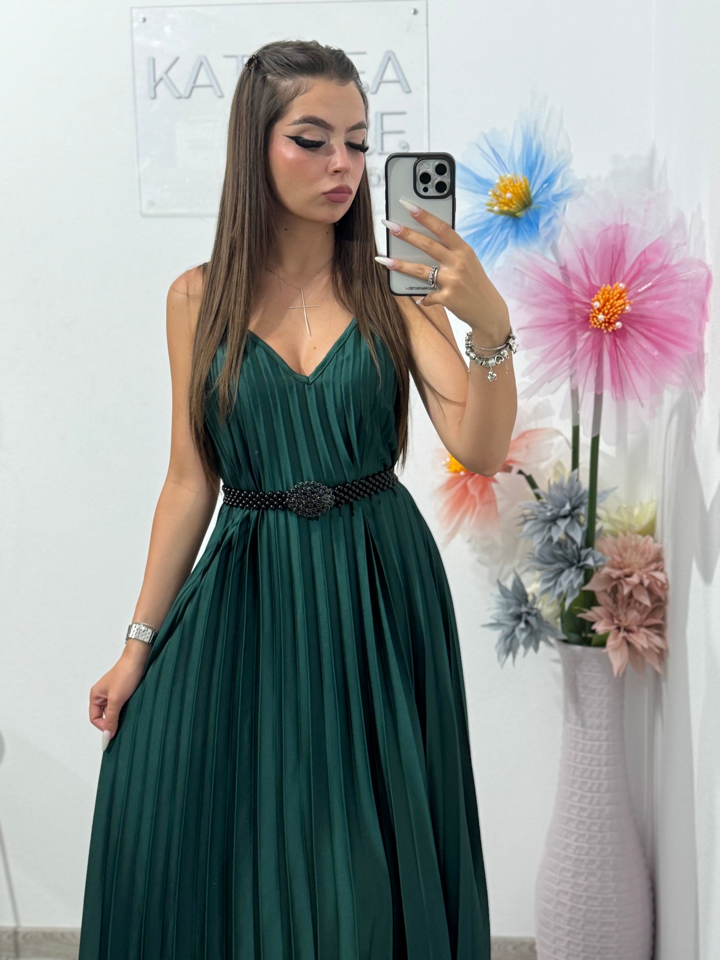 Rochie cu pliseu satinat Koria
