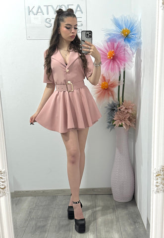 Salopetă elegantă roz pudră Francesca