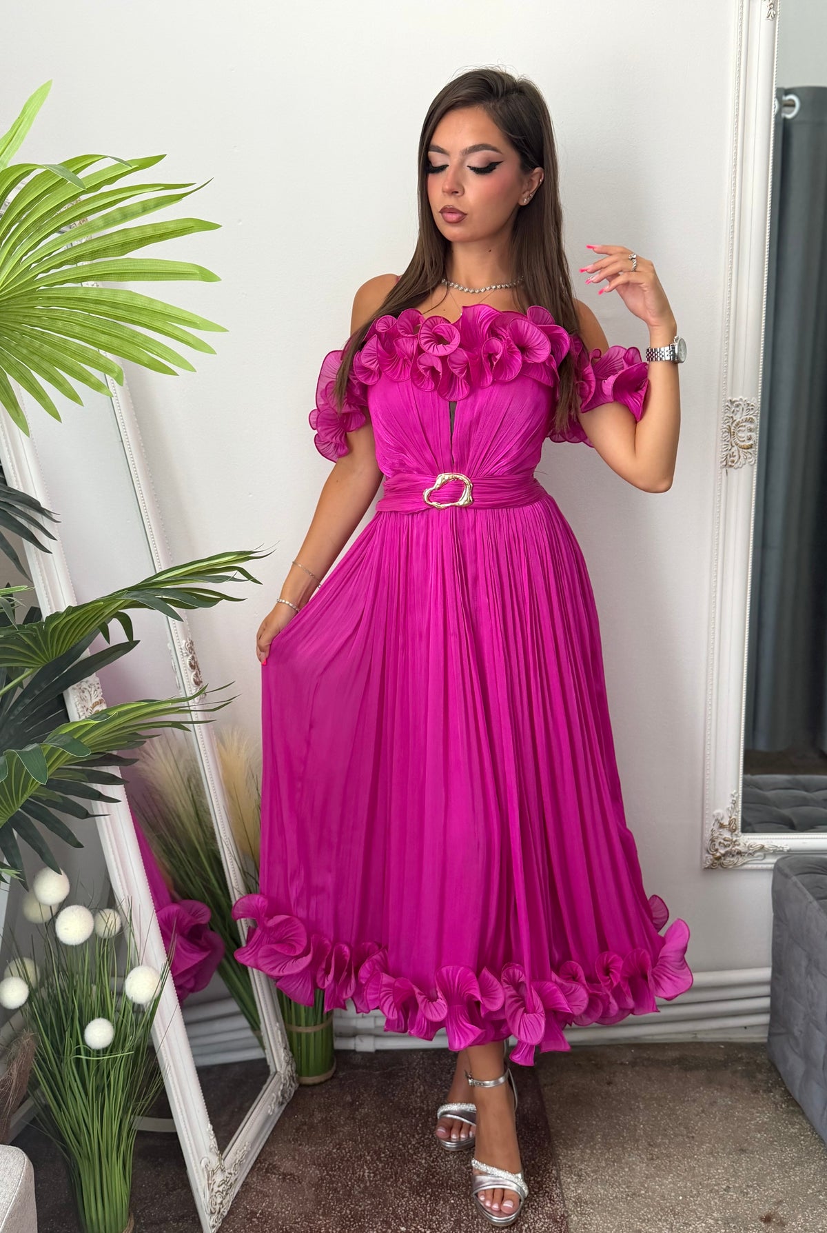 Rochie eleganta fucsia Paulinne