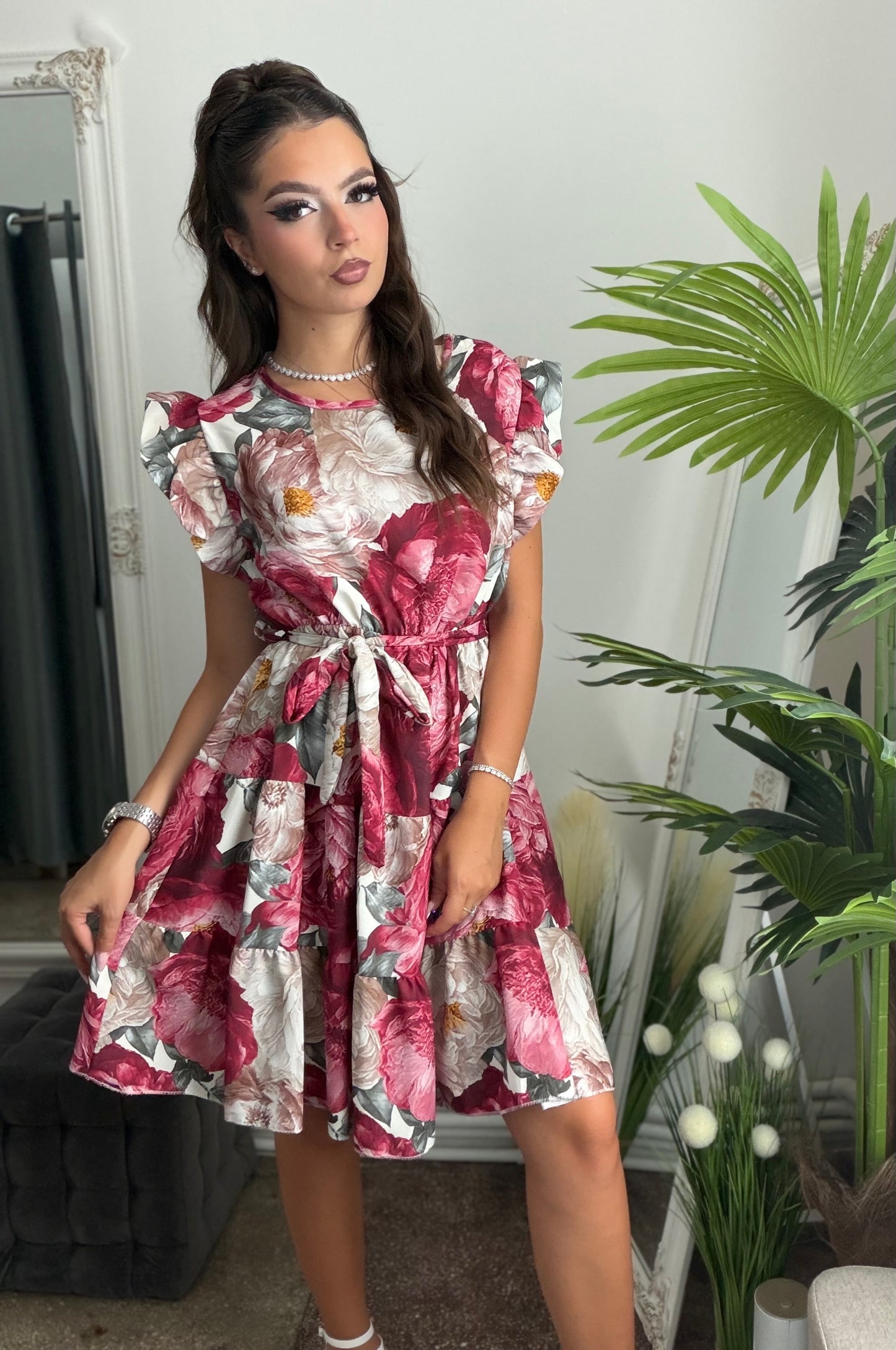 Rochie cu volanase grena ELSA