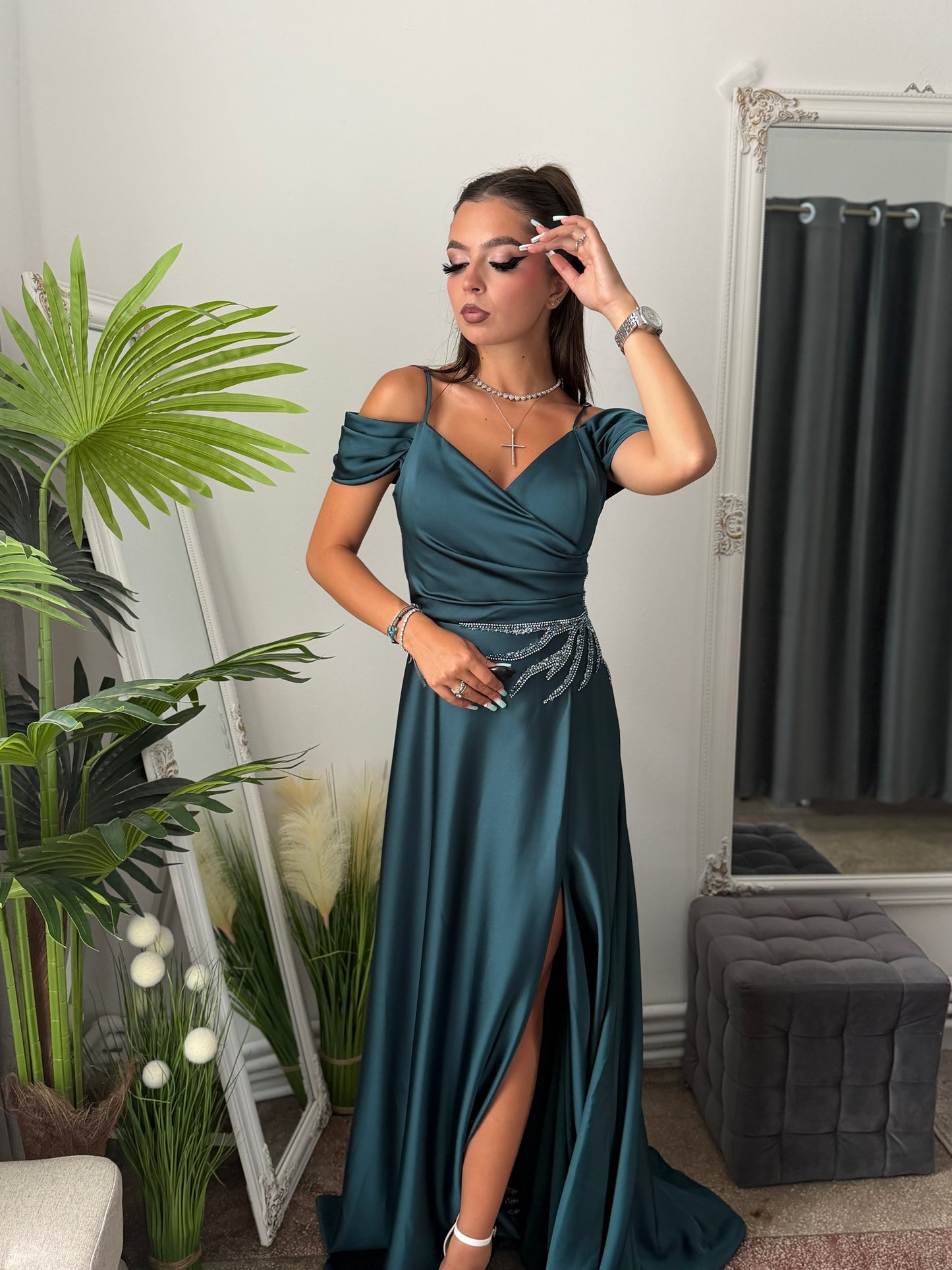 Rochie elegantă turcoaz KARINNA