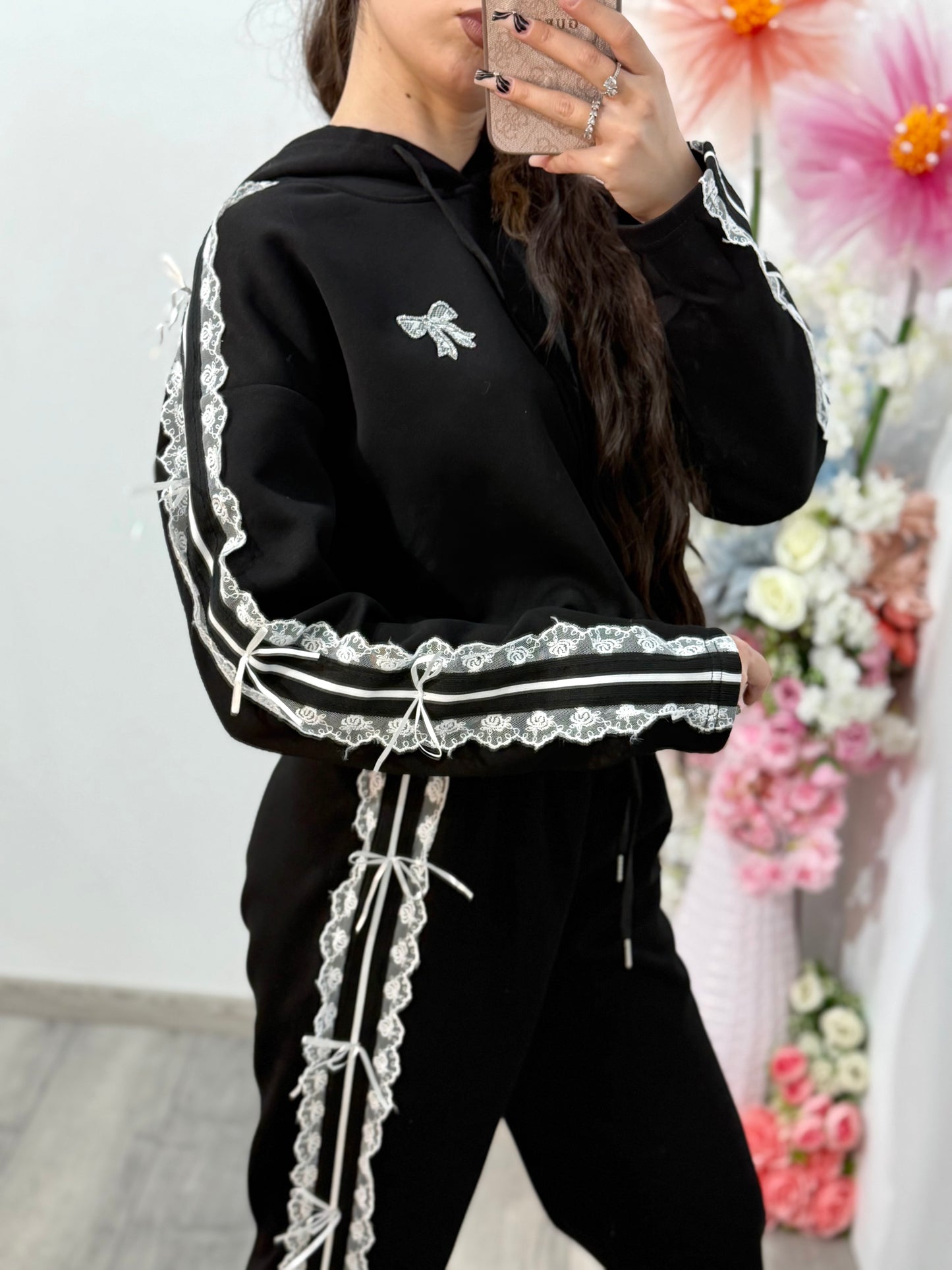 Compleu negru cu fundițe DELIA