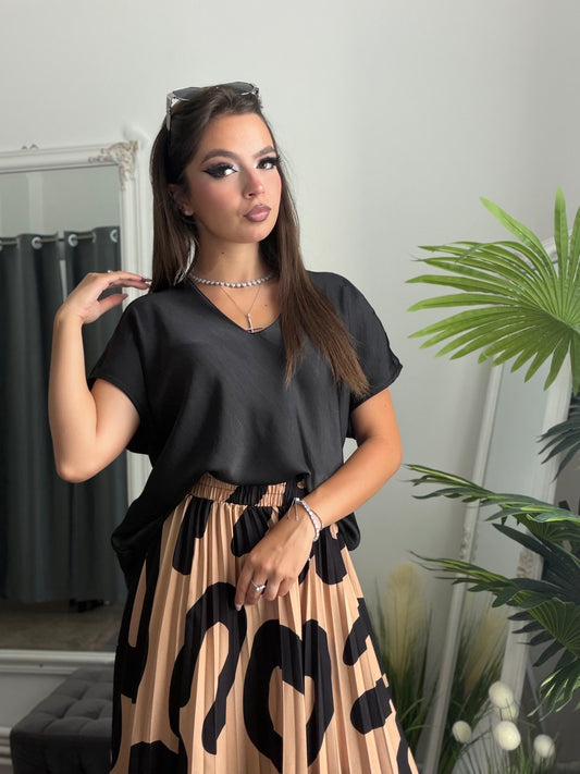Cămașă satinata neagra KARLA