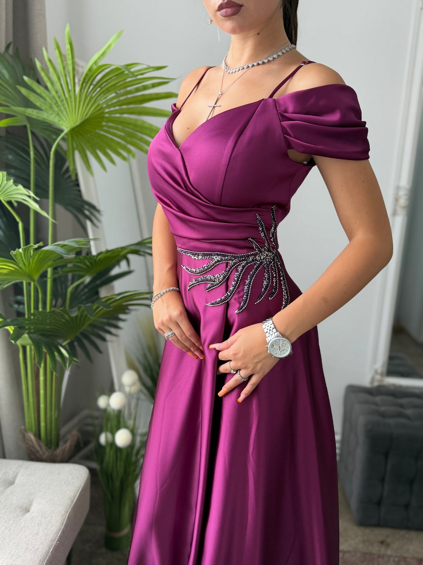 Rochie elegantă prună KARINNA