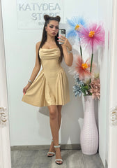 Rochie cu cristale ștanțate beige Ginny