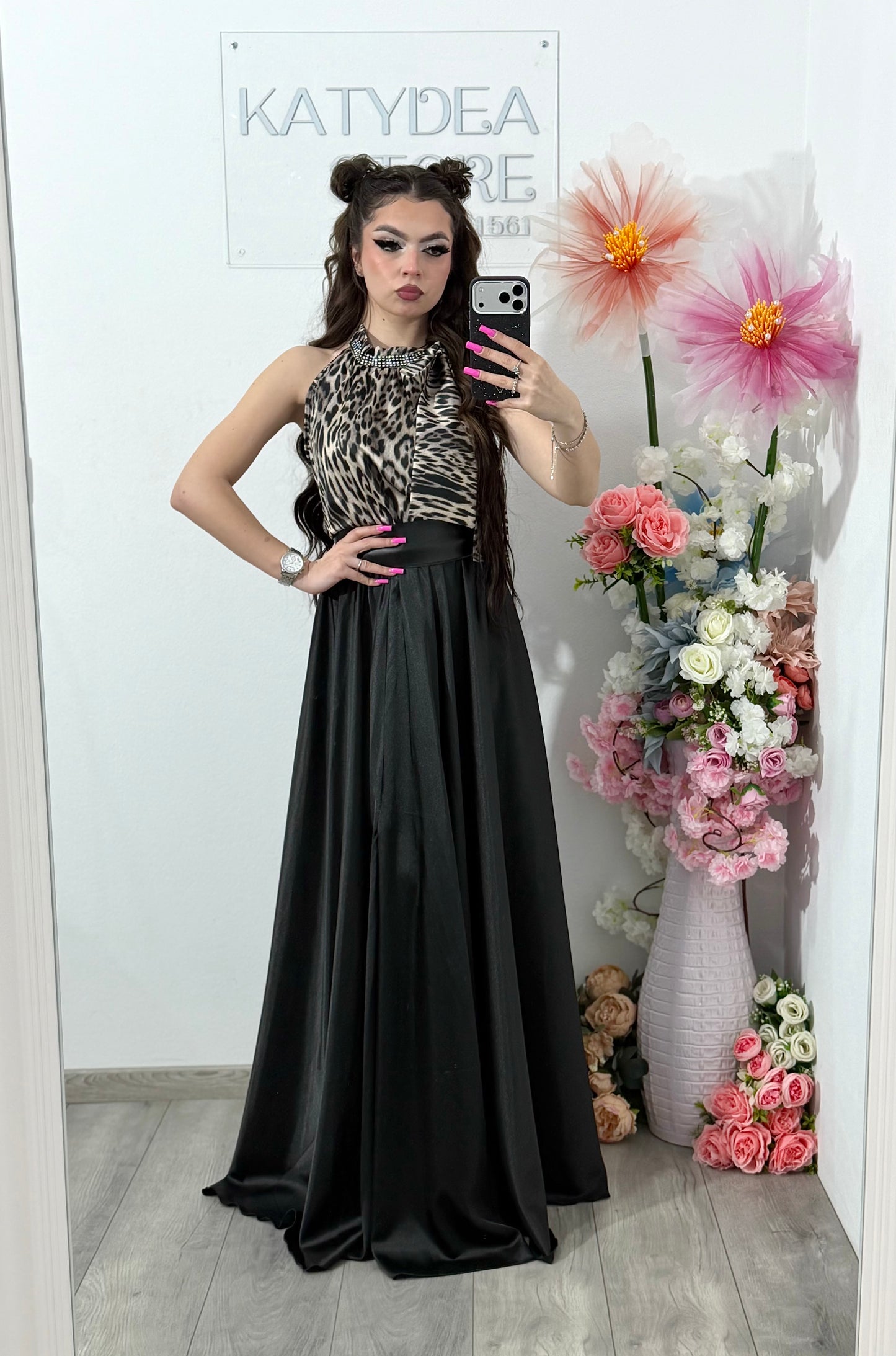 Rochie din satin animalprint ELSA