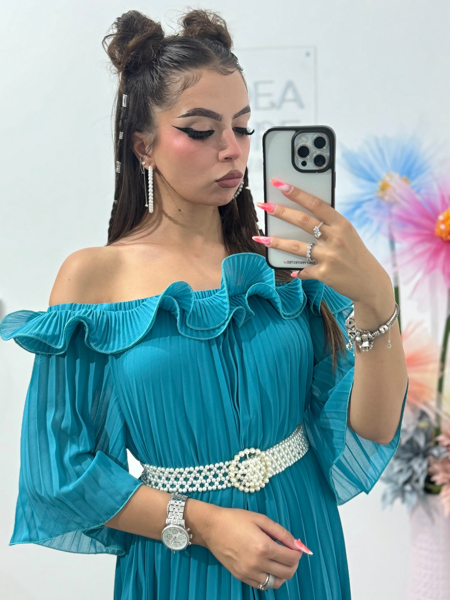 Rochie din voal tip A plisată Maya