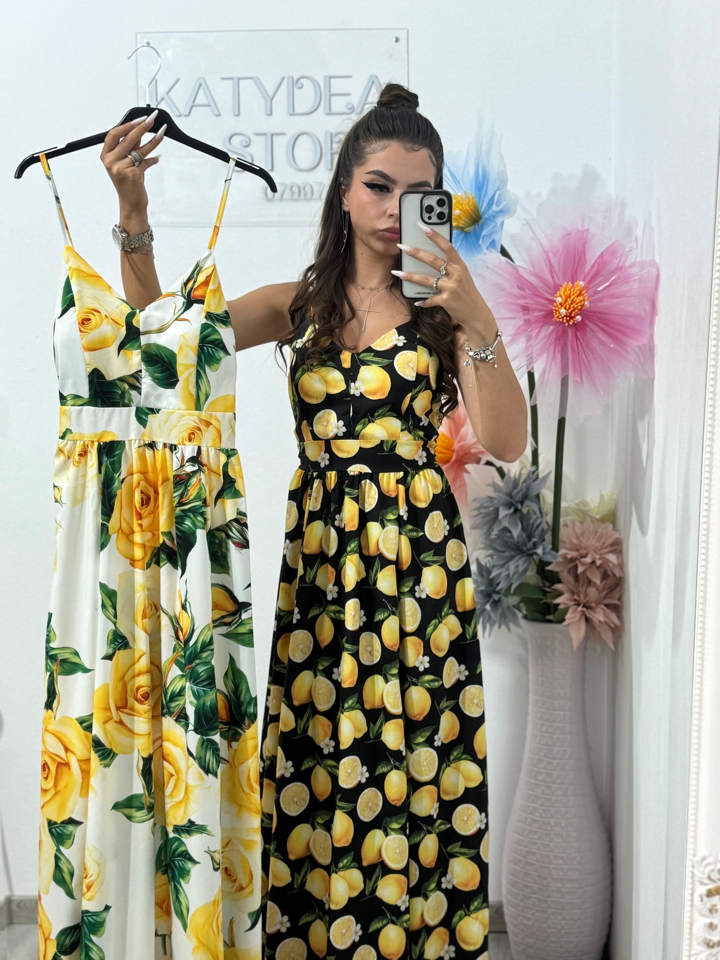 Rochie lungă cu imprimeu Corina