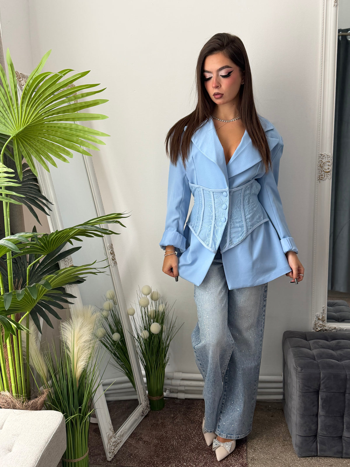 Sacou cu corset blue PRINCESS