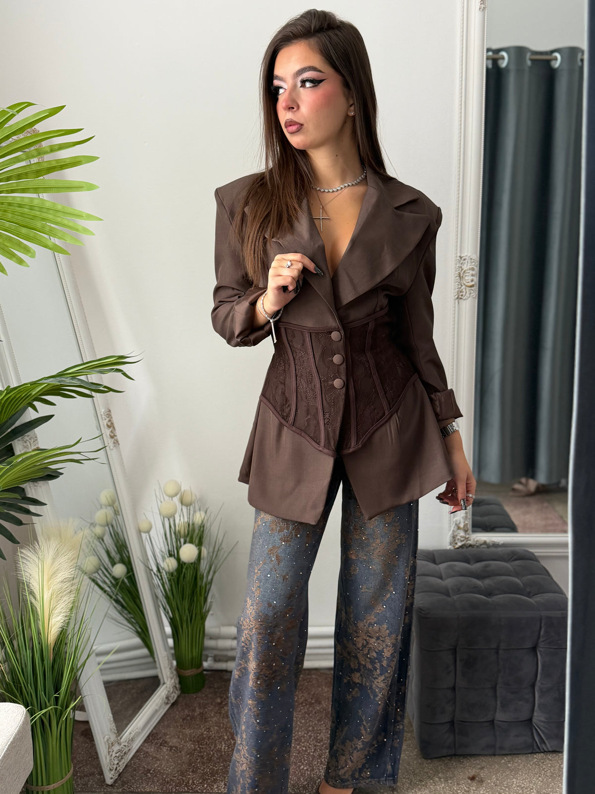 Sacou cu corset maro PRINCESS