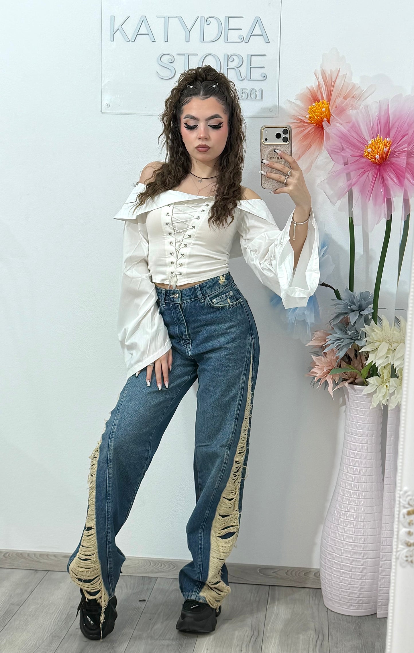 Jeans WideLeg cu rupturi ANDREEA