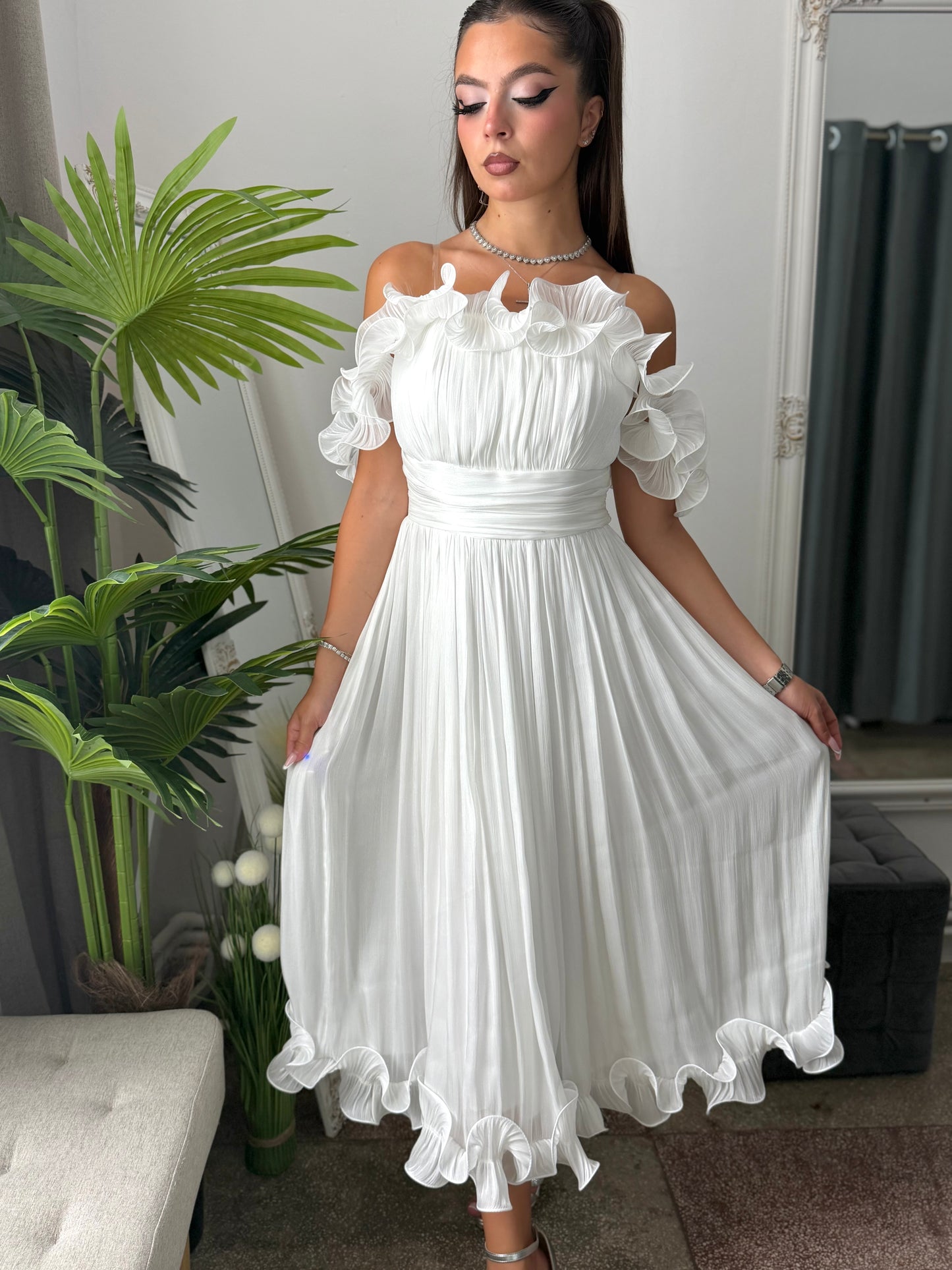 Rochie eleganta alba Paulinne
