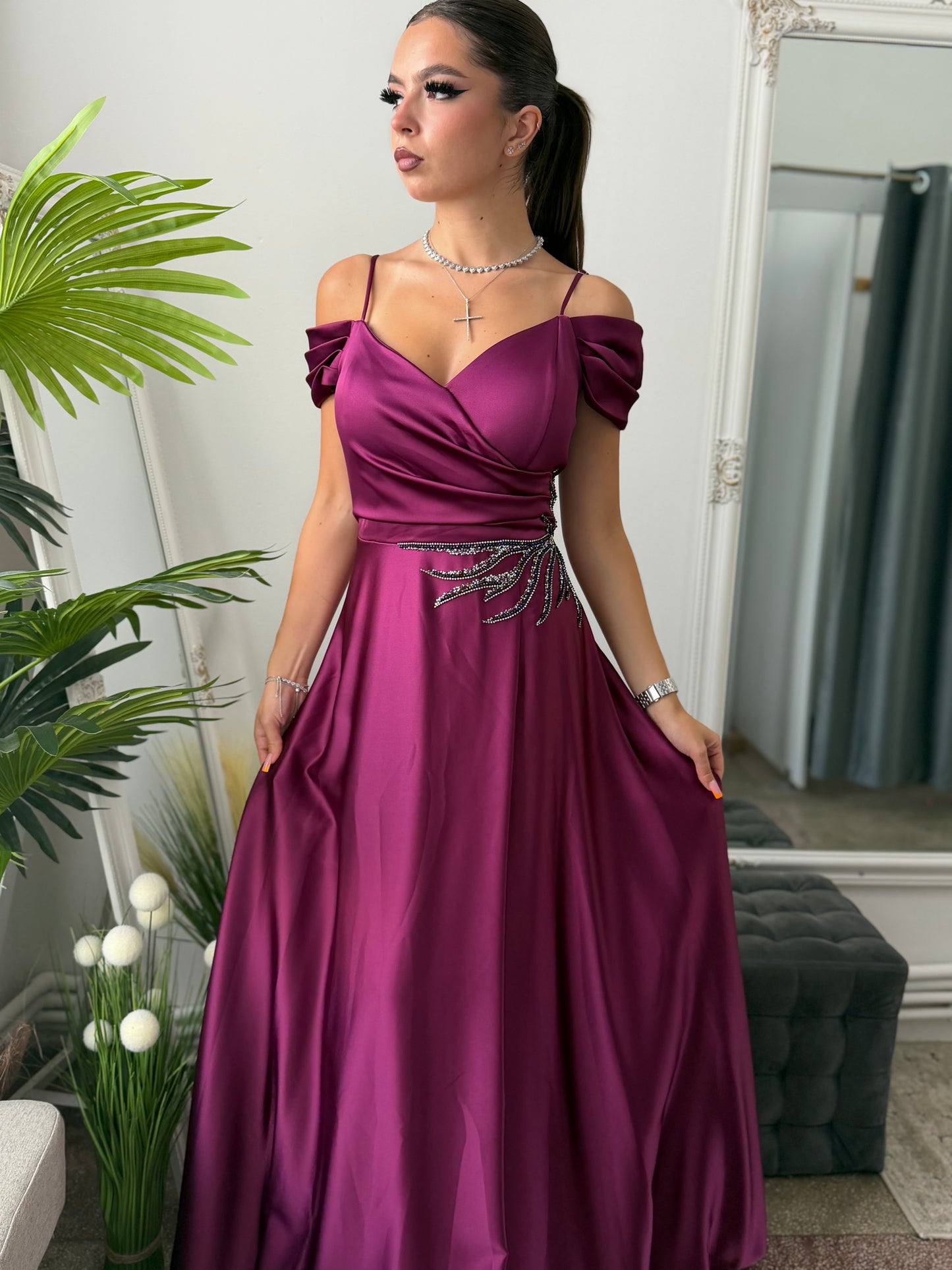 Rochie elegantă prună KARINNA