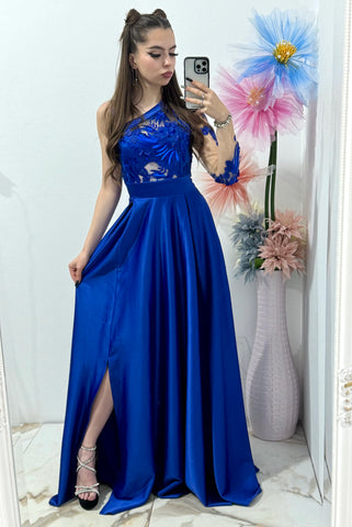 Rochie lungă din tafta albastră Elegance