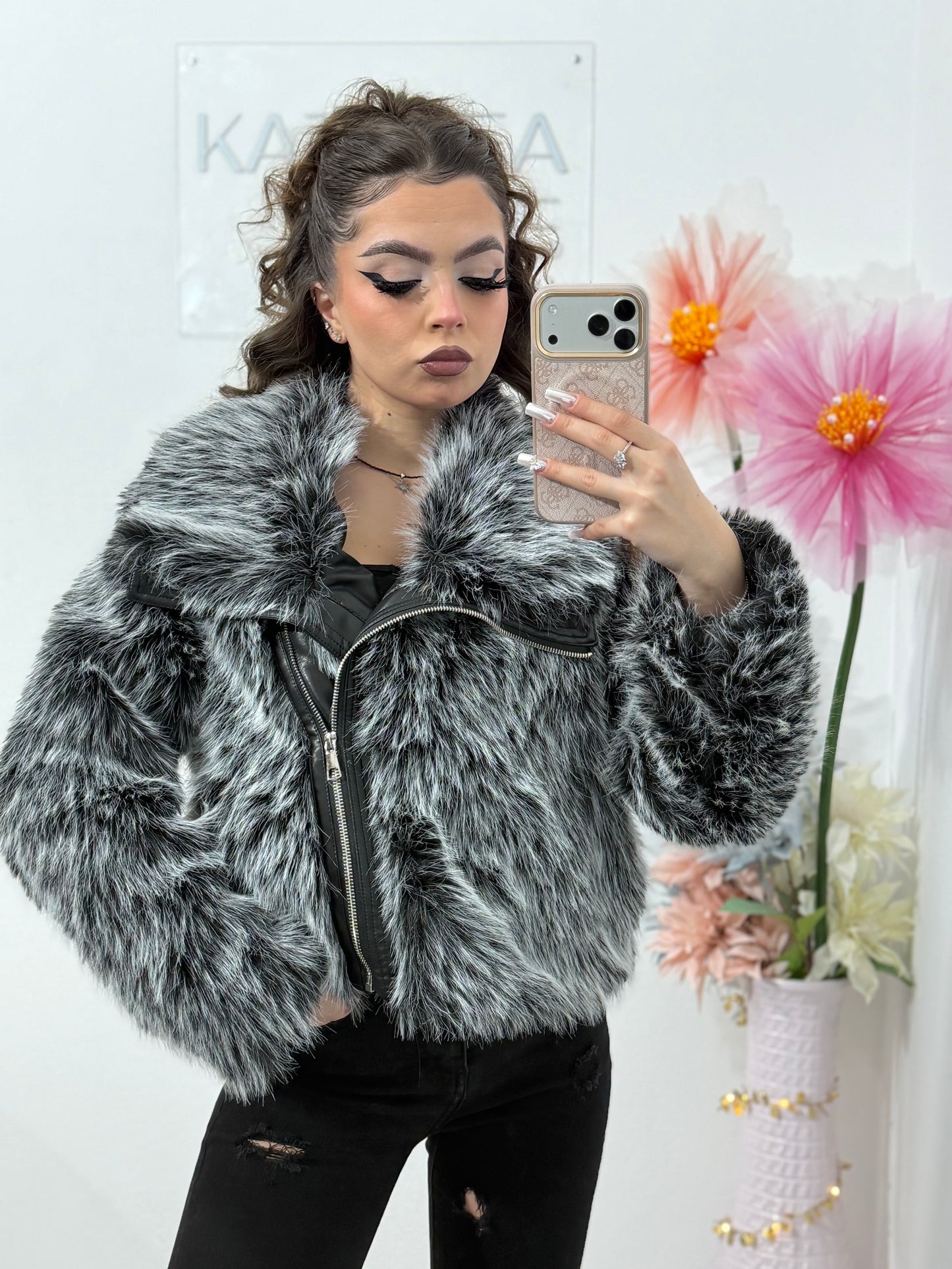 Blană scurtă gri SELENA