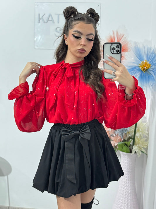 Bluză elegantă cu inserții argintii ROSE