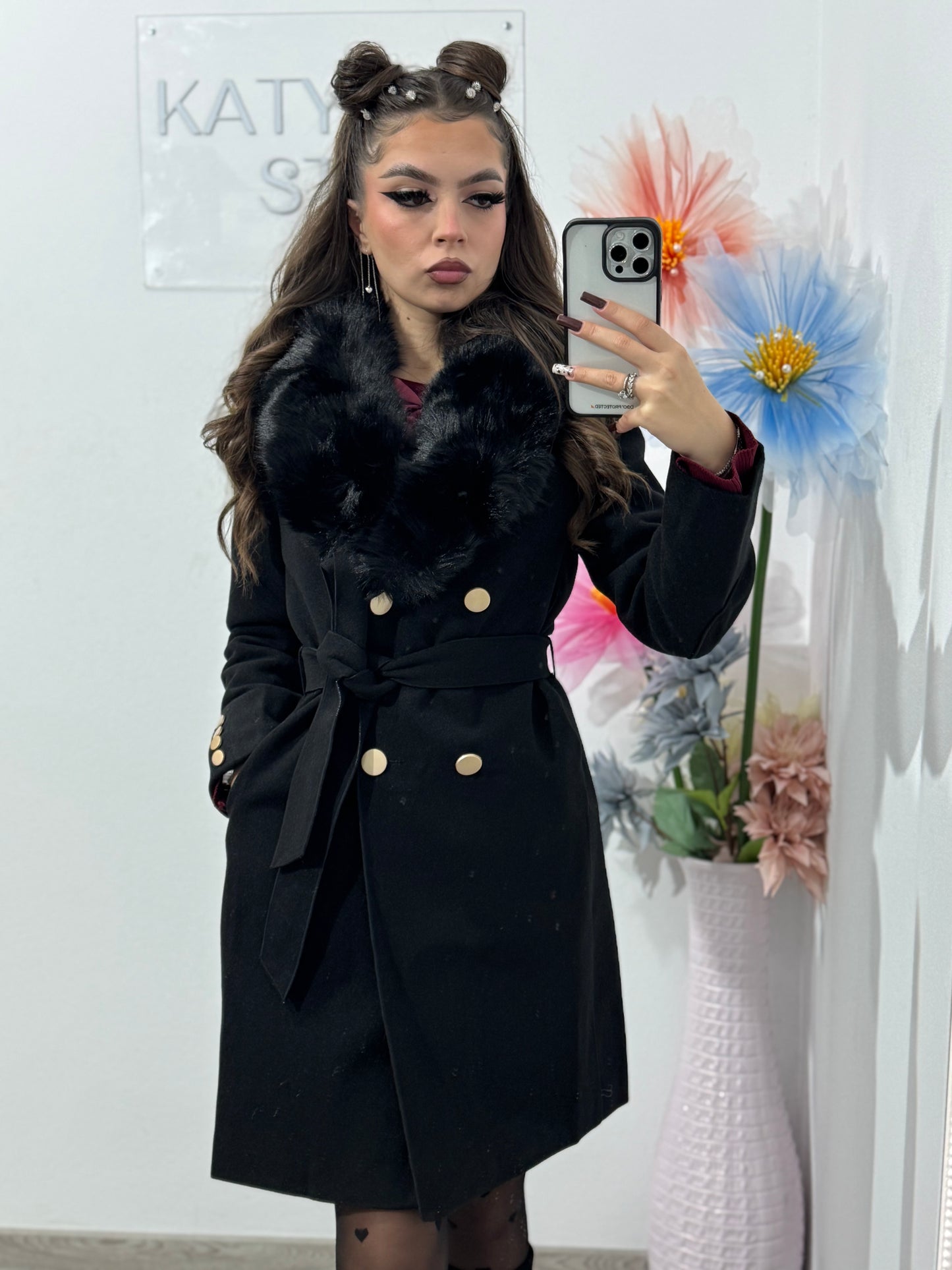 Palton damă negru Helen