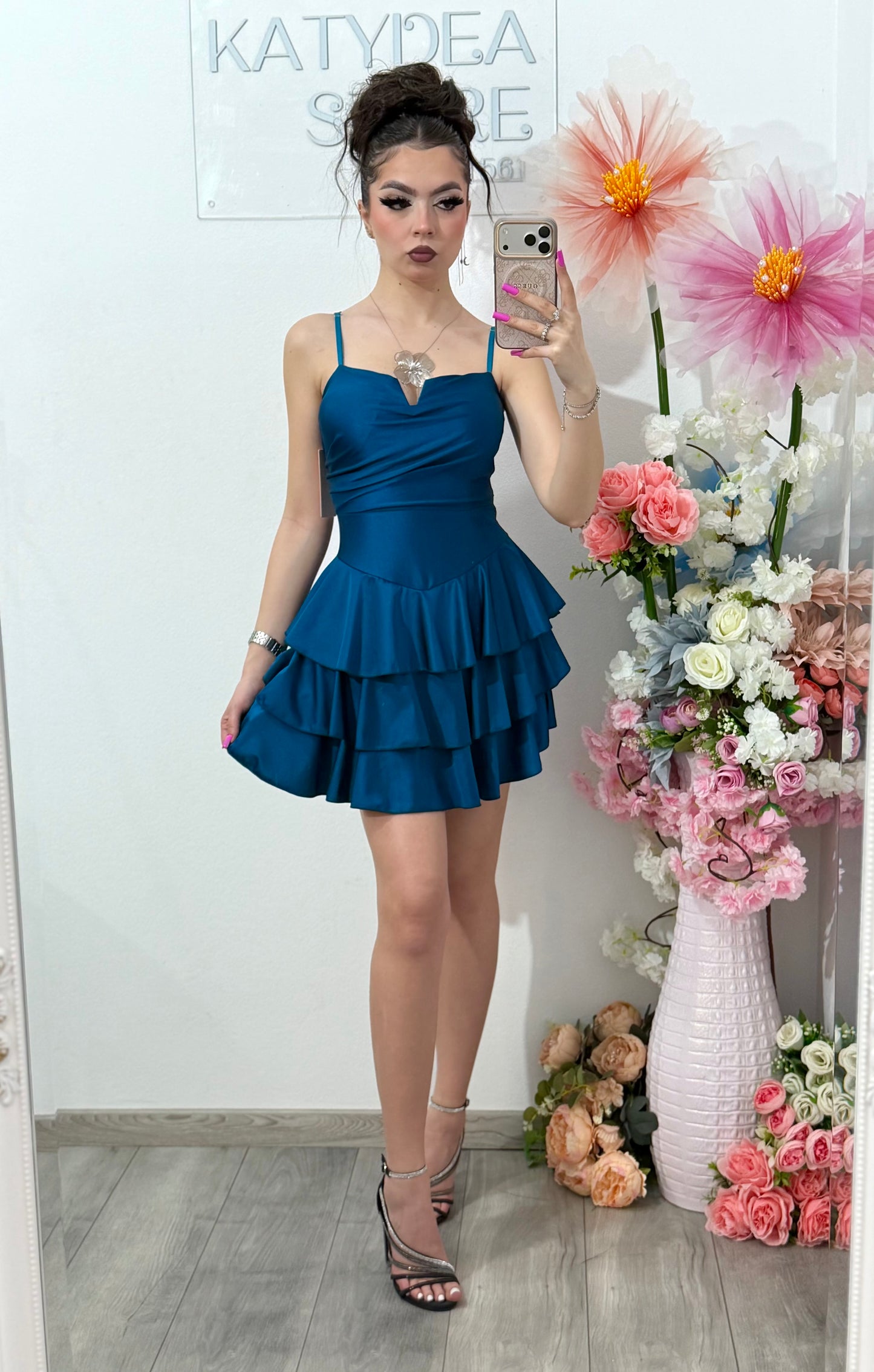 Rochie scurta turcoaz Sabrina