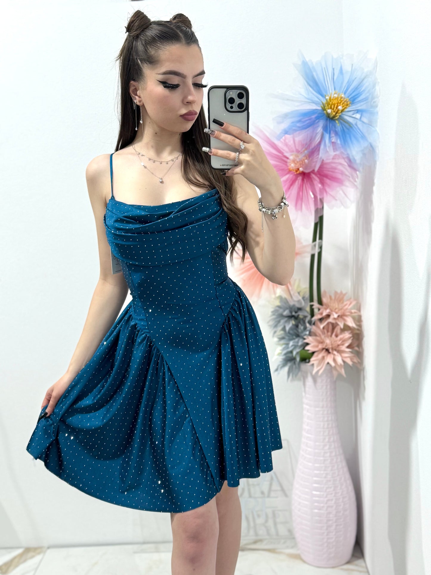Rochie elegantă cu cristale turcoaz Ginny