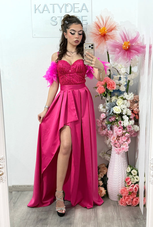 Rochie lungă cu paiete Pinko fucsia