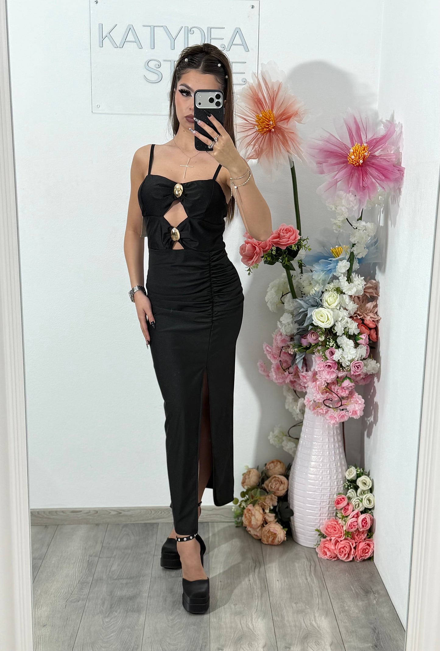 Rochie midi neagră COCKTAIL